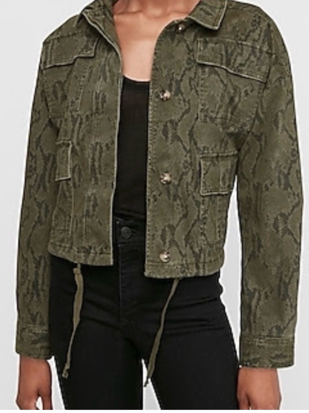 Express Snakeskin Print Cropped Twill Jacket size medium
